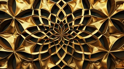 Poster - Radiant 3D golden mosaic pattern with sophisticated and abstract geometric shapes