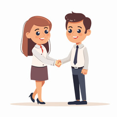 Wall Mural - Businesswoman and businessman shaking hands.