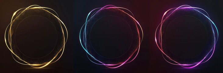 Poster - Abstract graphic design with three glowing ovals on a black background