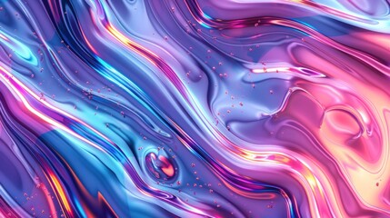 Poster - A swirling abstract liquid background with iridescent colors and glistening drops