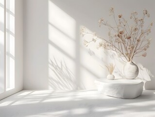 Poster - Clean White Space for Flawless Product Photography with Empty Backdrop and Minimal Decor