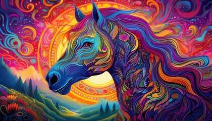 Naklejka na meble Psychadelic theme Horse