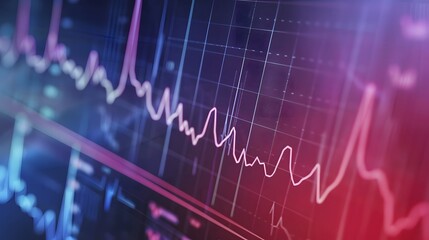 Poster - Close-up of a computer screen displaying a fluctuating line graph.