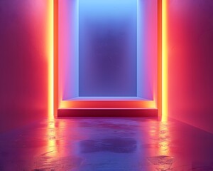 Poster - Minimalist Neon Backdrop for Vibrant Product Presentation and Clean Copy Space