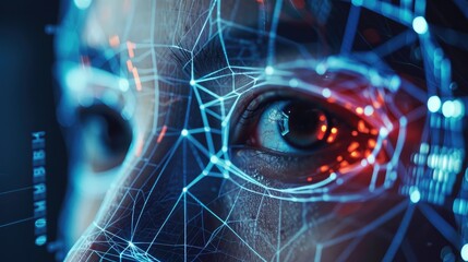 Close-up of a facial recognition system unlocking a secure device