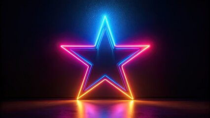abstract neon star glowing on black background, neon, star, abstract, black background, glowing, vib