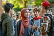 © darshika - International group of smart students friendly talking outdoors