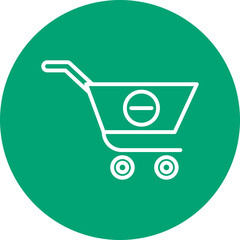 Canvas Print - Shopping Cart with Minus Sign line circle icon