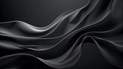 Wall Mural - Abstract Black Fabric Waves