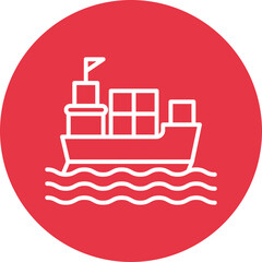 Wall Mural - Cargo Ship line circle icon