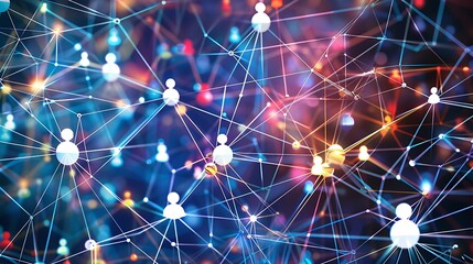 Fototapete - Abstract digital illustration of interconnected people, representing global communication and networks.