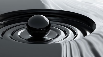 Poster - Black Ball with Circular Concave Glossy Black Surface Reflects light Glossy coating.