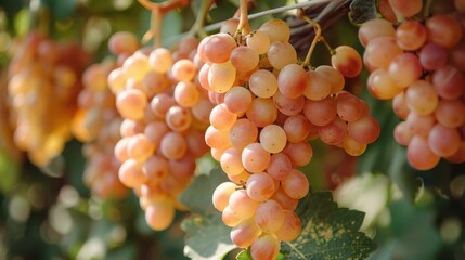 A bunch of grapes hanging from a vine