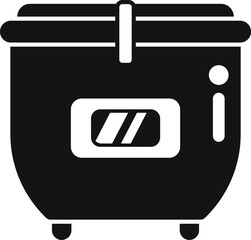 Poster - Black glyph icon of a rice cooker featuring a digital timer, ideal for depicting smart kitchen appliances