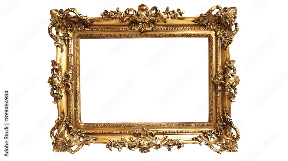 Vintage Golden Rectangle Frame on Transparent Background PNG - Antique ...