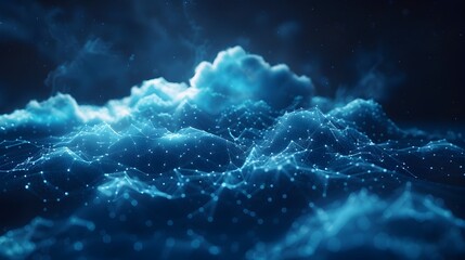 Wall Mural - Glowing Digital Cloud Network Representing Cloud Computing and Data Storage Concept