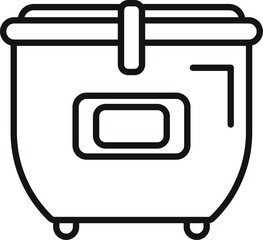 Poster - big multicooker icon, kitchen device for cooking food, outline style