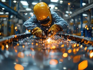 Wall Mural - Industrial Worker Welding Sparks