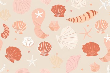 Naklejka na meble Marine Chic Shells, Dual-Tone Scallop Shells – Simple and Elegant. Beautiful simple AI generated image in 4K, unique.