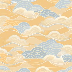 Canvas Print - japanese wave pattern seamless background