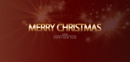 Festive red background with Merry Christmas and Happy New Year text in white, perfect for holiday greetings