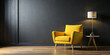 © James - Bright Yellow Armchair Paired with a Black Wall for a Clean and Modern Aesthetic