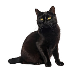 Naklejka na meble sitting black cat isolated on transparent background cutout