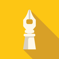 Sticker - White fountain pen nib casting long shadow on yellow background, icon illustration