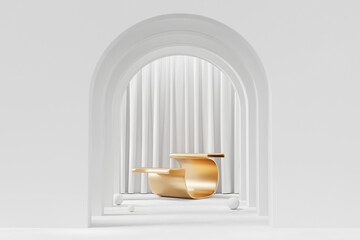 Poster - Abstract Gold Podium Platform For Product Display Showcase 3D Rendering	
