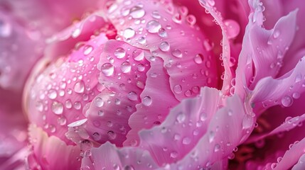 Wall Mural - Close up view of raindrops on lovely peony bloom