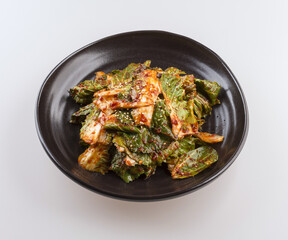 Sticker - Close-up of Bomdong Geot-jeori(Fresh Cabbage Kimchi) with seasonings on a jar, South Korea
