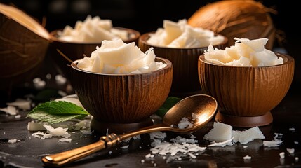 Poster - A set of coconut shell bowls and spoons h 