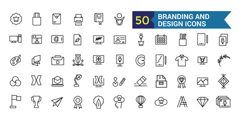 Aufkleber - Branding and design line icon set. Outline icon collection. Editable vector stroke.