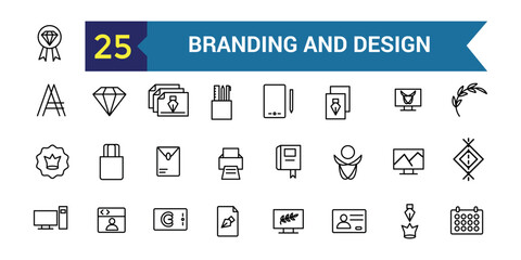 Aufkleber - Branding and design line icon set. Outline icon collection. Editable vector stroke.