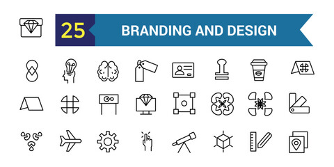 Aufkleber - Branding and design line icon set. Outline icon collection. Editable vector stroke.