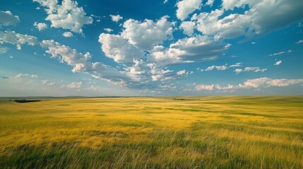 Wall Mural - Witness the expansive beauty of a prairie landscape, capturing the endless horizon from above.