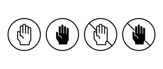 Stop prohibited icon vector set. Stop hand symbol