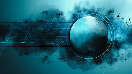 Poster - A blue background with a large circle in the middle