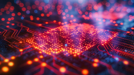 Poster - A computer chip with a red heart on it