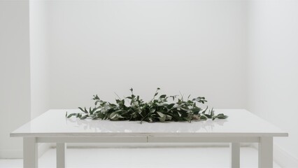 Wall Mural - A white table with a bunch of plants on it, AI