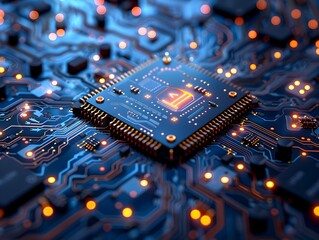 Poster - Cybersecurity Shield with Digital Lock and Circuit Patterns Secure and Advanced Technology Concept Cyber Background with Copy Space