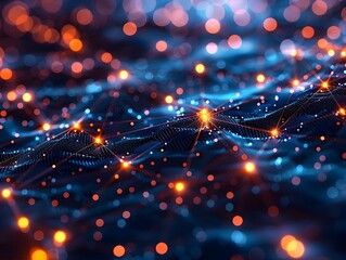 Poster - Glowing Cybernetic Network with Futuristic Digital Connections and Nodes