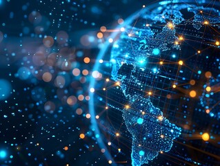 Poster - connected digital globe representing global cyber network and high tech concept