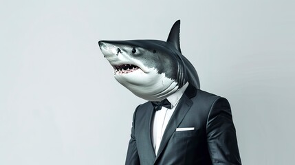 Poster - shark in suit on white background