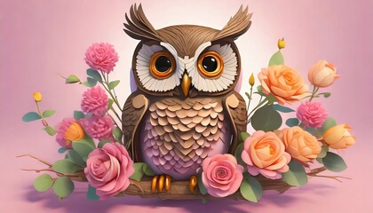 Wall Mural - owl on branch