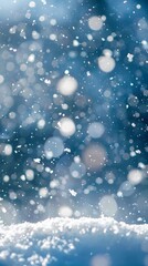 Sticker - Snow background with bokeh lights and snowdrifts