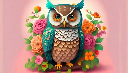 Wall Mural - owl on branch