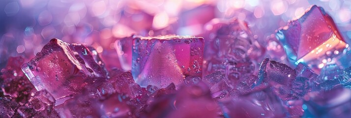 Aufkleber - Colorful Abstract Ice Cubes Glimmering in a Luminous Gradient Background