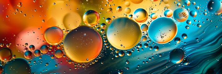 Poster - Abstract Expression of Oil and Water Mixing to Create Colorful Fluid Patterns