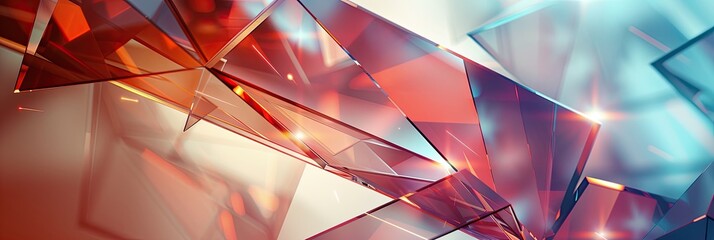 Poster - Geometric Patterns of Angular Prisms Emitting a Soft Glow in Modern Design